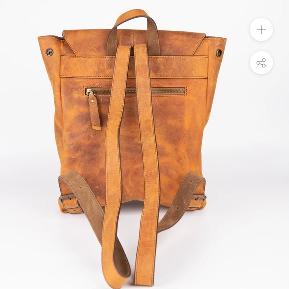 CHICATOLIA CRAZY HORSE LEATHER EXPANDABLE BACKPACK - ORANGE - Picture 3 of 10